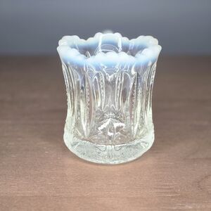 Antique Jefferson Glass 1904 Opalescent Iris With Meander Toothpick Holder EAPG